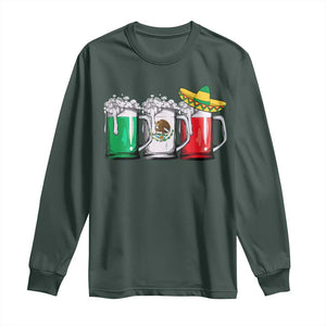 Funny Mexican Long Sleeve Shirt Mexico Beer Mexican Flag Sombrero Hat TS10 Dark Forest Green Print Your Wear