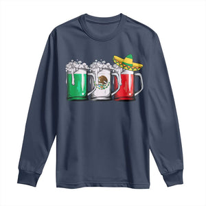 Funny Mexican Long Sleeve Shirt Mexico Beer Mexican Flag Sombrero Hat TS10 Navy Print Your Wear