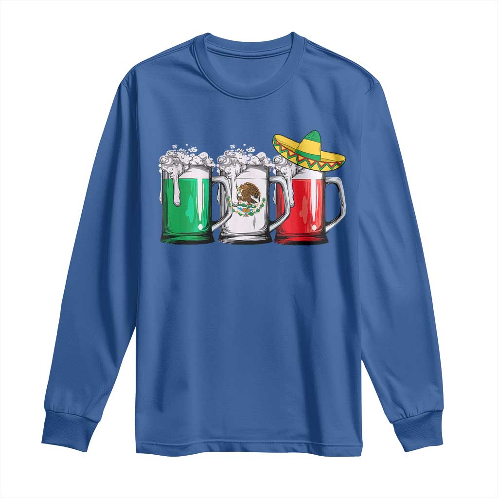 Funny Mexican Long Sleeve Shirt Mexico Beer Mexican Flag Sombrero Hat TS10 Royal Blue Print Your Wear