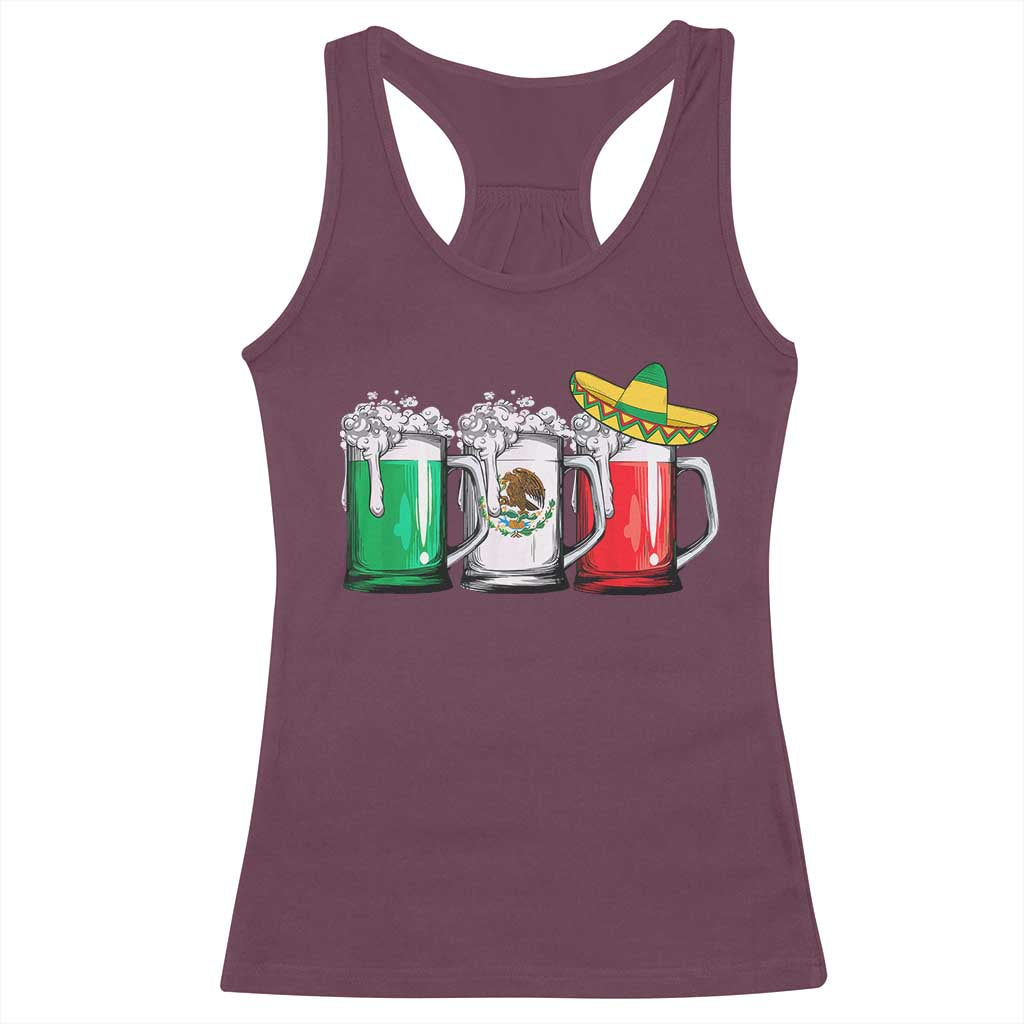 Funny Mexican Racerback Tank Top Mexico Beer Mexican Flag Sombrero Hat TS10 Maroon Print Your Wear
