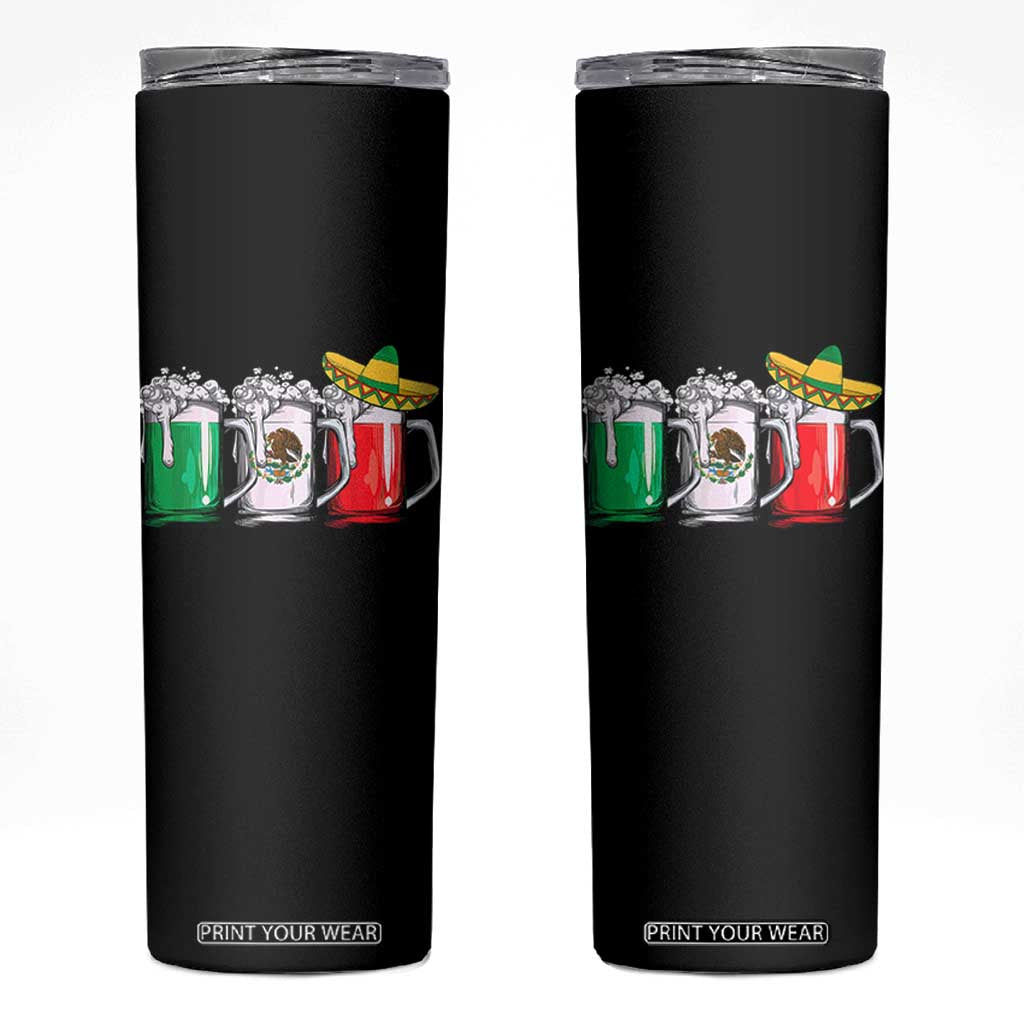Funny Mexican Skinny Tumbler Mexico Beer Mexican Flag Sombrero Hat TS10 Black Print Your Wear