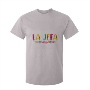 Funny Mexican Spanish La Jefa Boss T Shirt For Kid Mexican Flowers TS11 Ice Gray Print Your Wear