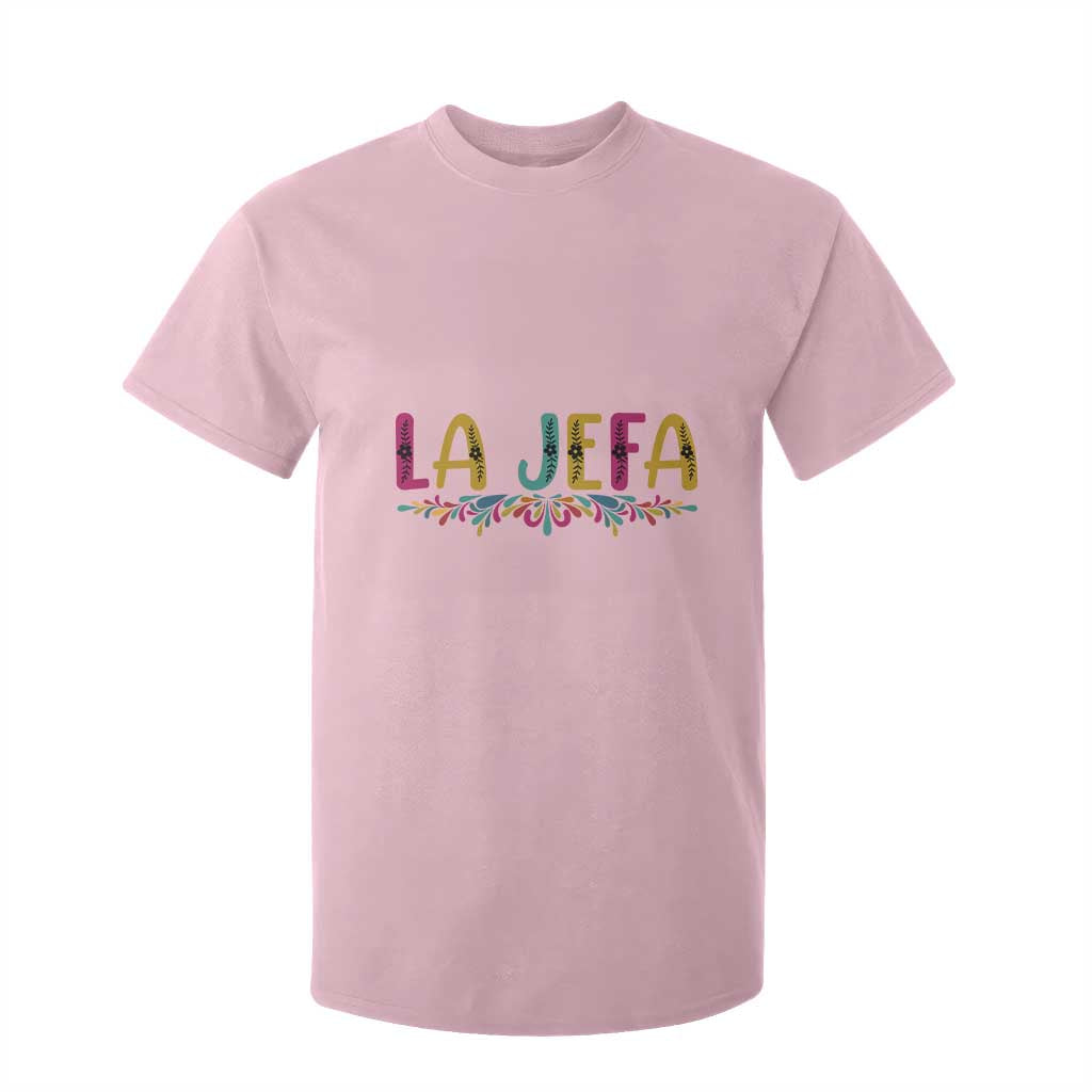 Funny Mexican Spanish La Jefa Boss T Shirt For Kid Mexican Flowers TS11 Light Pink Print Your Wear