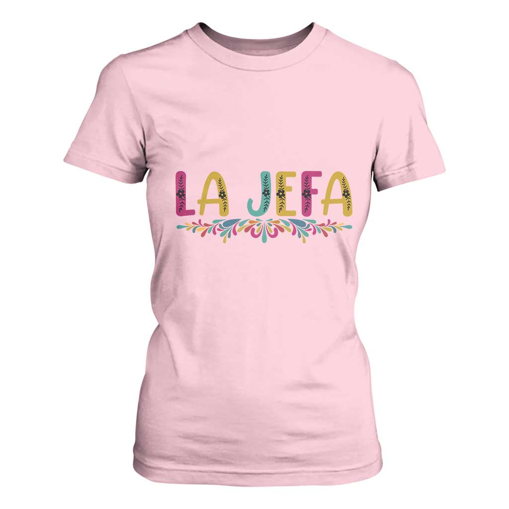 Funny Mexican Spanish La Jefa Boss T Shirt For Women Mexican Flowers TS11 Light Pink Print Your Wear