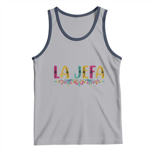 Funny Mexican Spanish La Jefa Boss Tank Top Mexican Flowers TS11 Athletic Heather Navy Print Your Wear