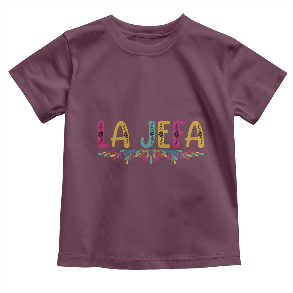 Funny Mexican Spanish La Jefa Boss Toddler T Shirt Mexican Flowers TS11 Maroon Print Your Wear