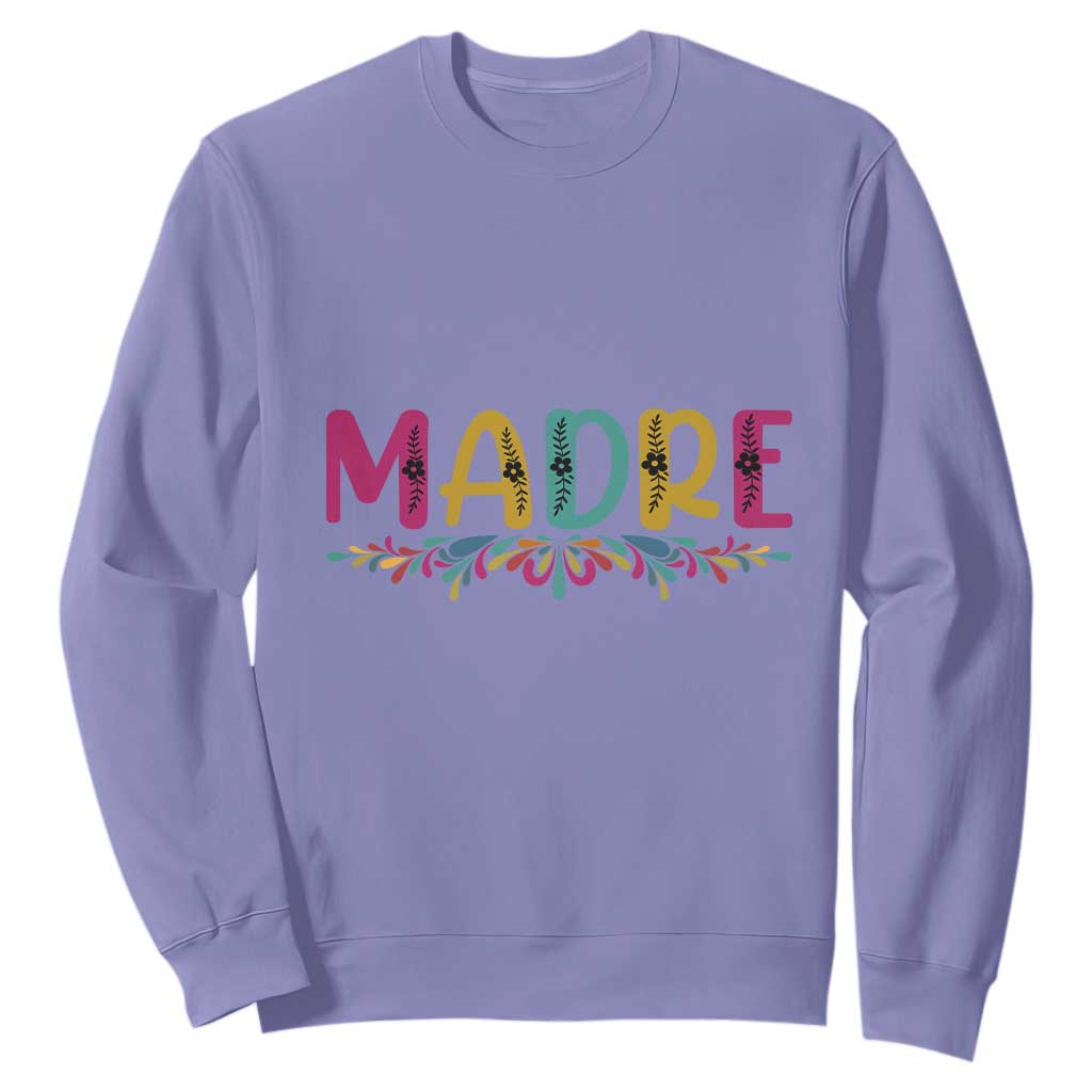 Funny Mexican Spanish Latina Mom Madre Sweatshirt Mexican Flowers TS11 Violet Print Your Wear