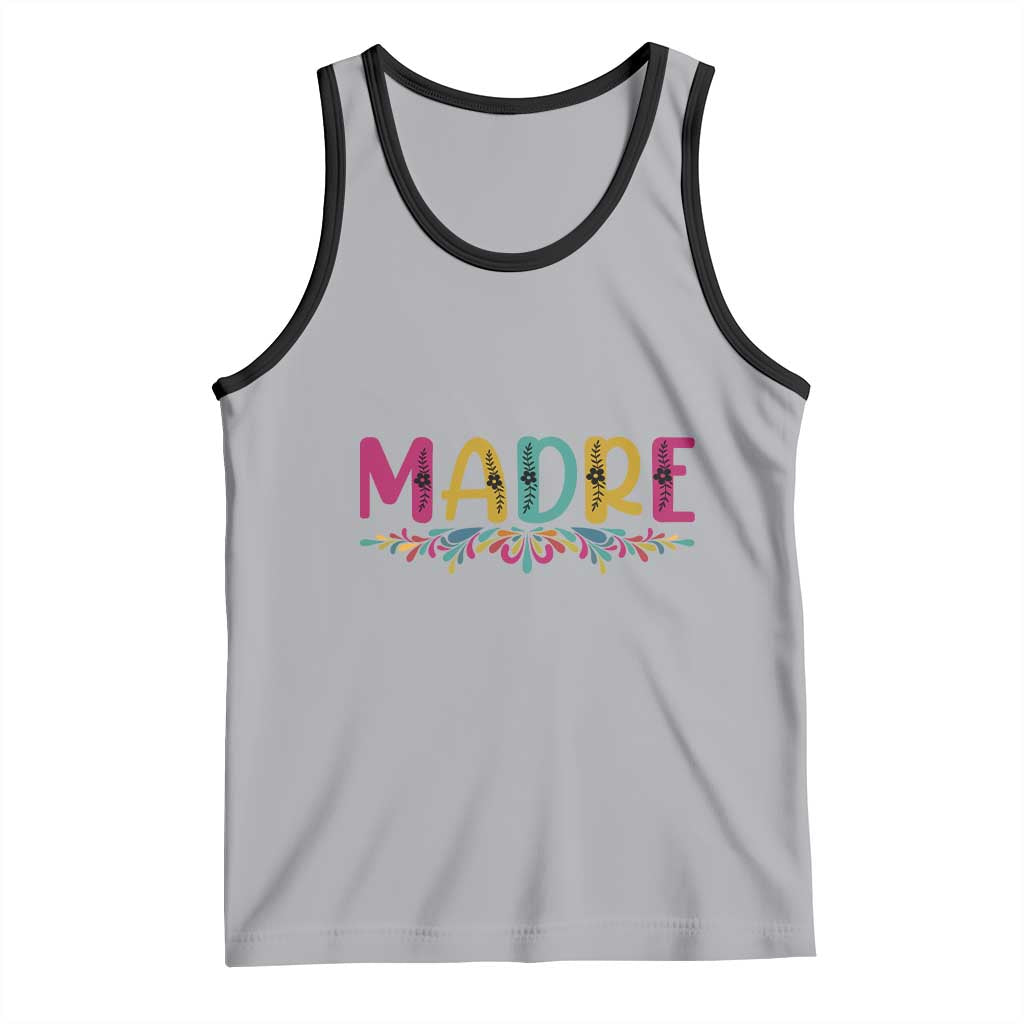 Funny Mexican Spanish Latina Mom Madre Tank Top Mexican Flowers TS11 Athletic Heather Black Print Your Wear