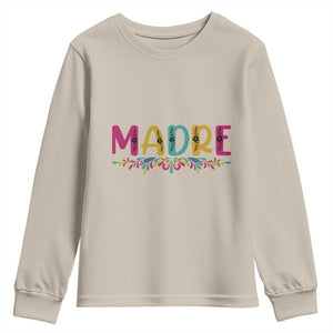 Funny Mexican Spanish Latina Mom Madre Youth Sweatshirt Mexican Flowers TS11 Sand Print Your Wear