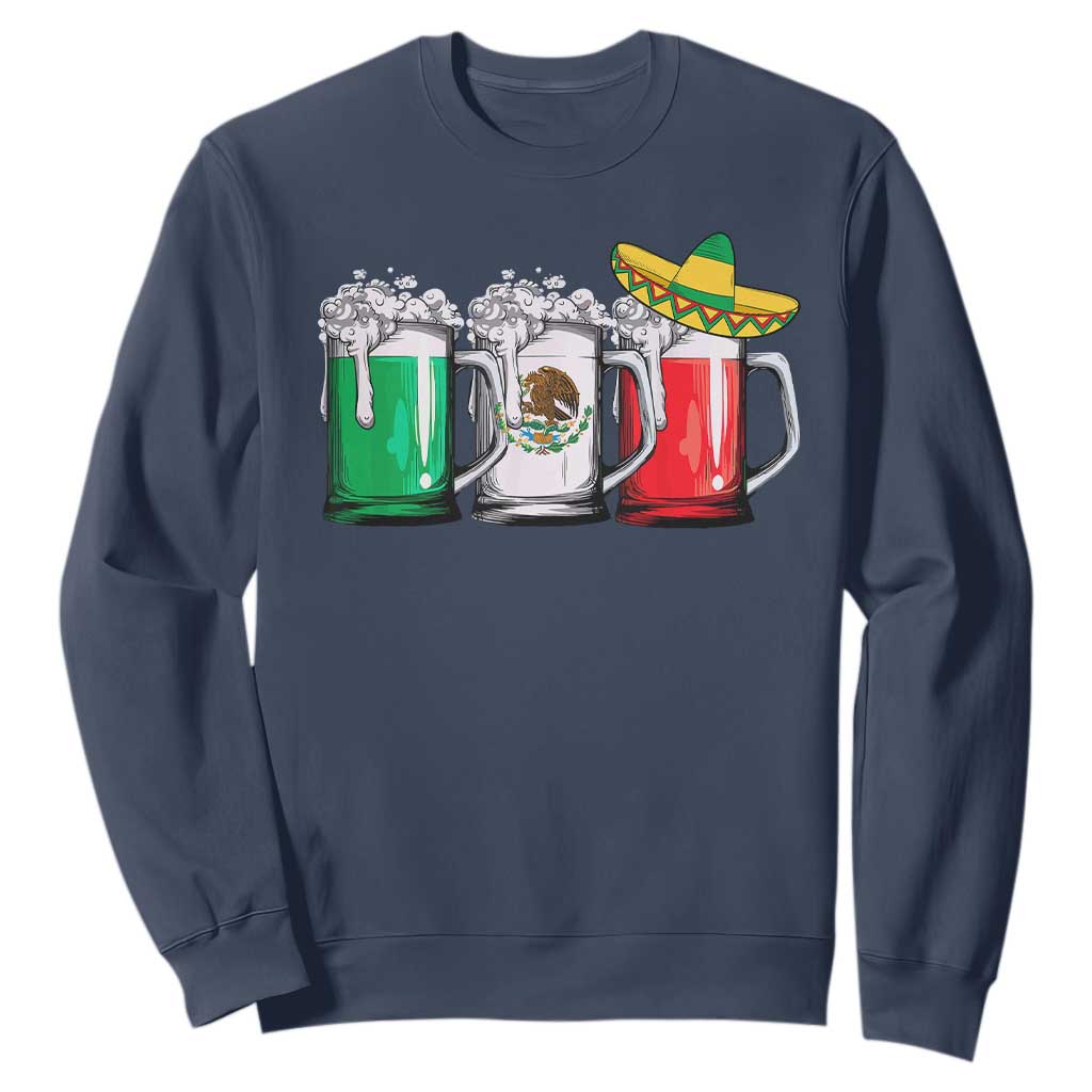 Funny Mexican Sweatshirt Mexico Beer Mexican Flag Sombrero Hat TS10 Navy Print Your Wear