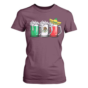 Funny Mexican T Shirt For Women Mexico Beer Mexican Flag Sombrero Hat TS10 Maroon Print Your Wear