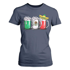 Funny Mexican T Shirt For Women Mexico Beer Mexican Flag Sombrero Hat TS10 Navy Print Your Wear