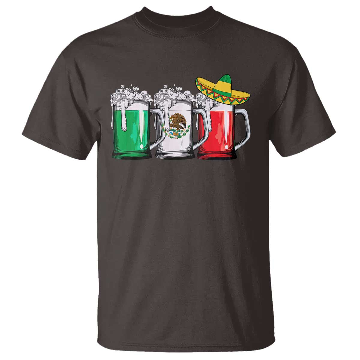 Funny Mexican T Shirt Mexico Beer Mexican Flag Sombrero Hat TS10 Dark Chocolate Print Your Wear