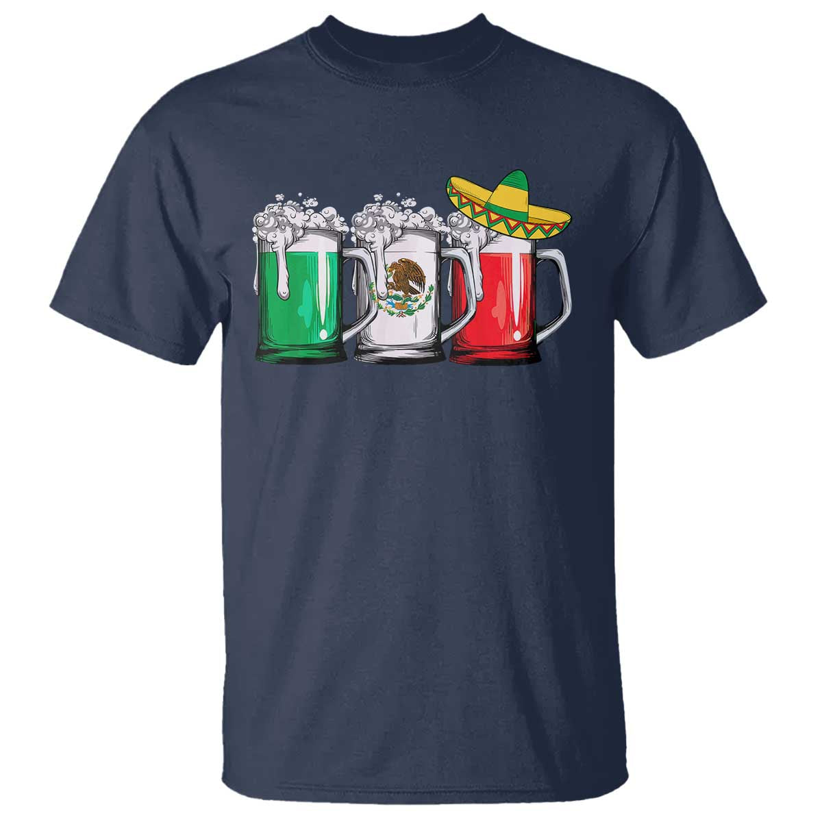 Funny Mexican T Shirt Mexico Beer Mexican Flag Sombrero Hat TS10 Navy Print Your Wear