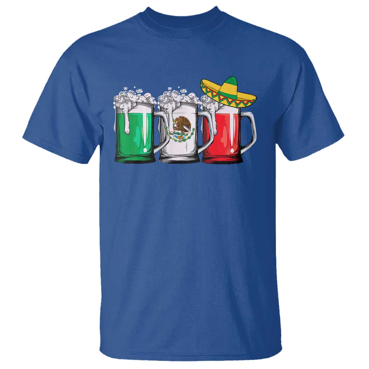 Funny Mexican T Shirt Mexico Beer Mexican Flag Sombrero Hat TS10 Royal Blue Print Your Wear