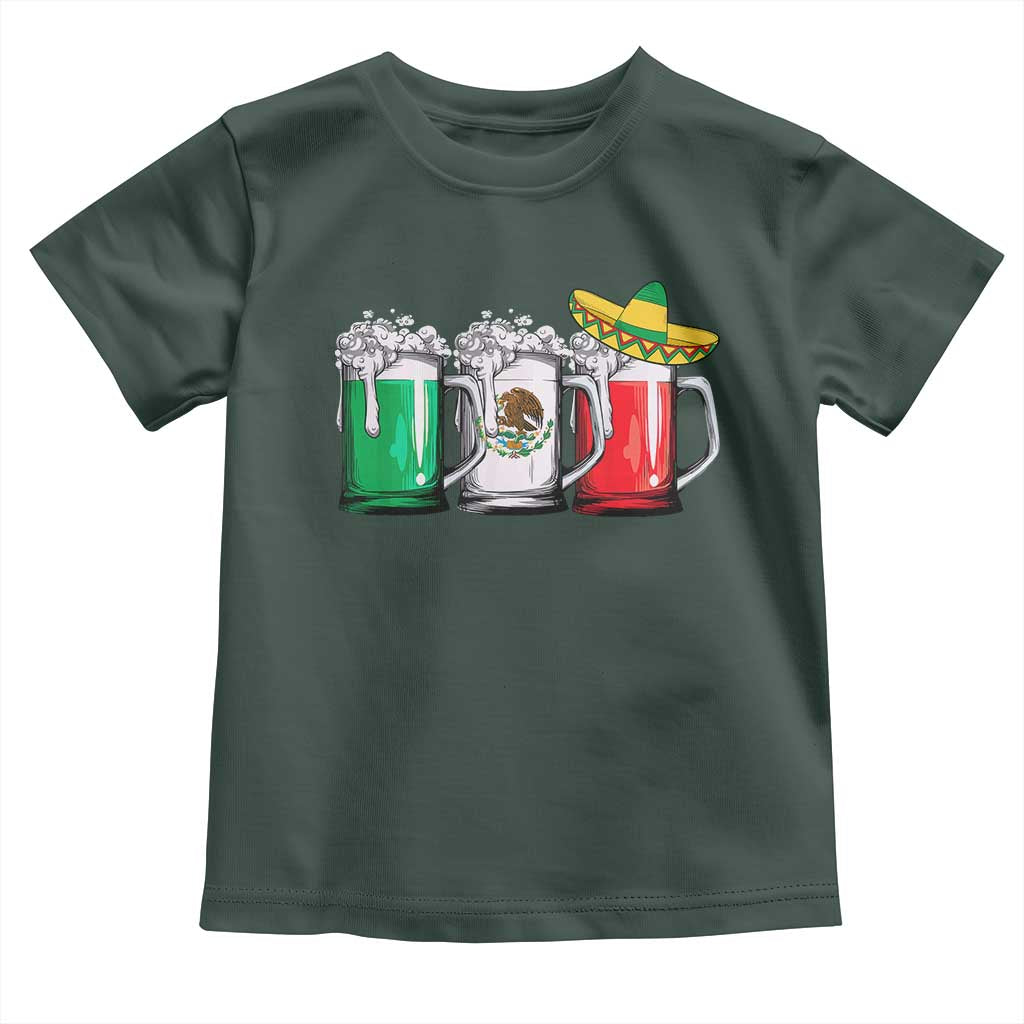 Funny Mexican Toddler T Shirt Mexico Beer Mexican Flag Sombrero Hat TS10 Dark Forest Green Print Your Wear