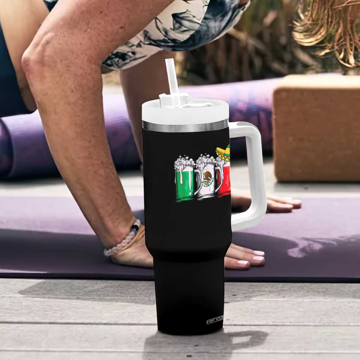 Funny Mexican Tumbler With Handle Mexico Beer Mexican Flag Sombrero Hat TS10 Print Your Wear