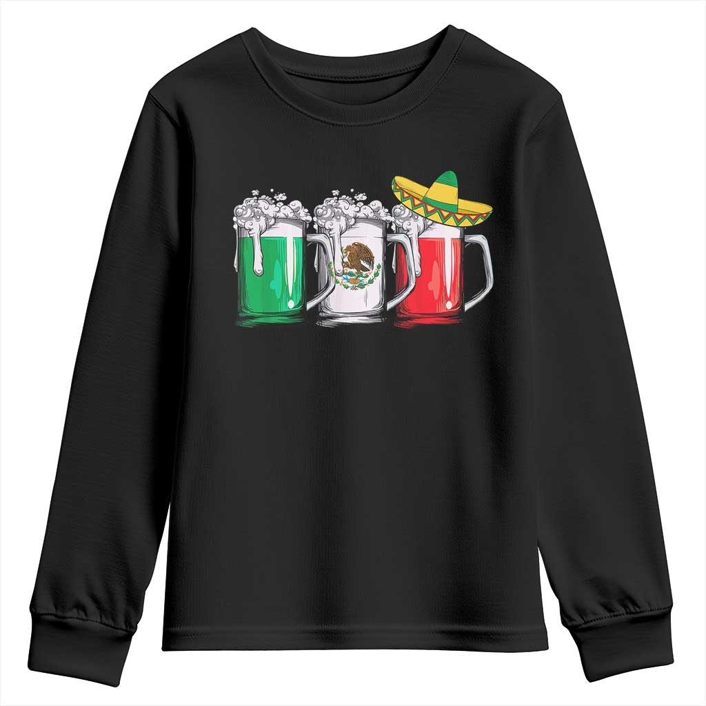Funny Mexican Youth Sweatshirt Mexico Beer Mexican Flag Sombrero Hat TS10 Black Print Your Wear