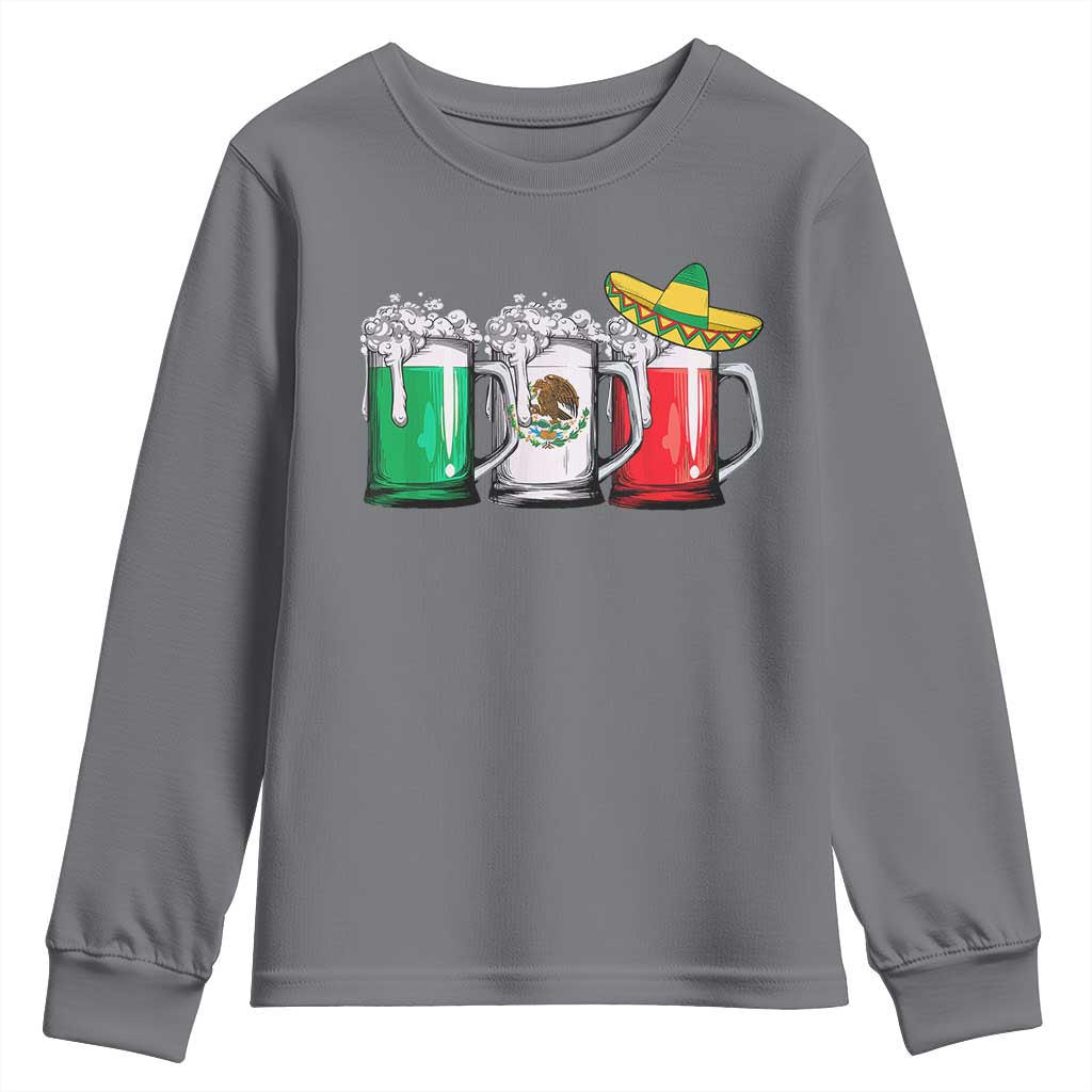 Funny Mexican Youth Sweatshirt Mexico Beer Mexican Flag Sombrero Hat TS10 Charcoal Print Your Wear