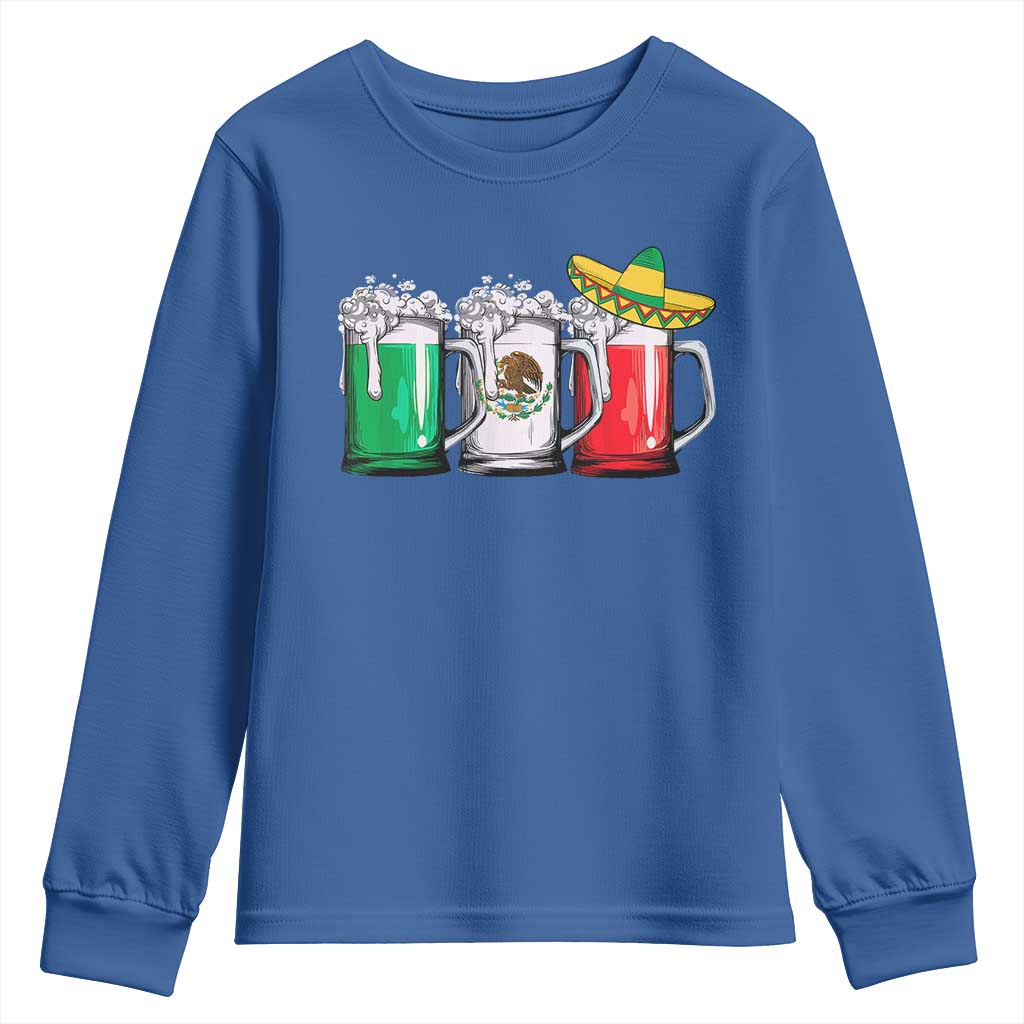 Funny Mexican Youth Sweatshirt Mexico Beer Mexican Flag Sombrero Hat TS10 Royal Blue Print Your Wear