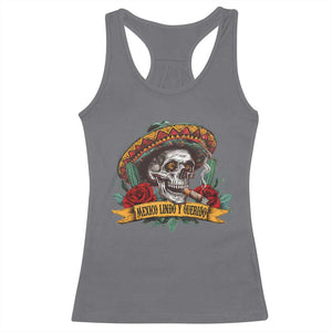 Funny Mexico Lindo Y Querido Racerback Tank Top Mexican Pride Vintage Sombrero Hat Skull TS11 Charcoal Print Your Wear