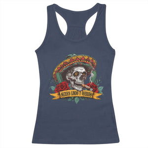 Funny Mexico Lindo Y Querido Racerback Tank Top Mexican Pride Vintage Sombrero Hat Skull TS11 Navy Print Your Wear