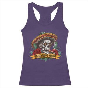 Funny Mexico Lindo Y Querido Racerback Tank Top Mexican Pride Vintage Sombrero Hat Skull TS11 Purple Print Your Wear