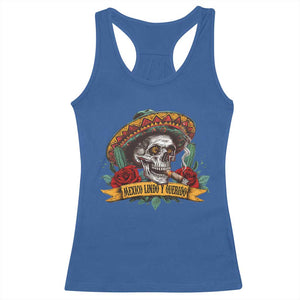 Funny Mexico Lindo Y Querido Racerback Tank Top Mexican Pride Vintage Sombrero Hat Skull TS11 Royal Blue Print Your Wear