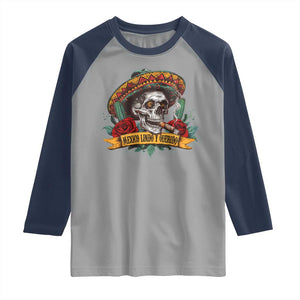 Funny Mexico Lindo Y Querido Raglan Shirt Mexican Pride Vintage Sombrero Hat Skull TS11 Sport Gray Navy Print Your Wear