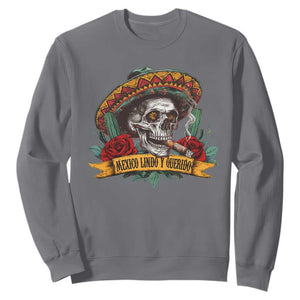 Funny Mexico Lindo Y Querido Sweatshirt Mexican Pride Vintage Sombrero Hat Skull TS11 Charcoal Print Your Wear