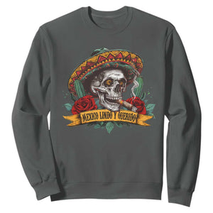 Funny Mexico Lindo Y Querido Sweatshirt Mexican Pride Vintage Sombrero Hat Skull TS11 Dark Heather Print Your Wear