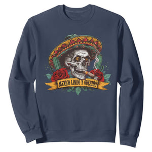 Funny Mexico Lindo Y Querido Sweatshirt Mexican Pride Vintage Sombrero Hat Skull TS11 Navy Print Your Wear