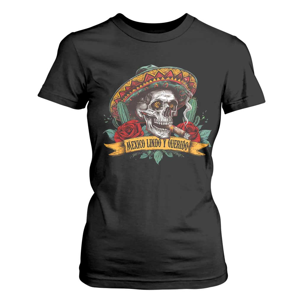 Funny Mexico Lindo Y Querido T Shirt For Women Mexican Pride Vintage Sombrero Hat Skull TS11 Black Print Your Wear