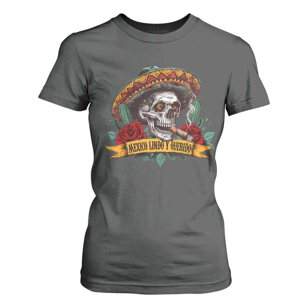 Funny Mexico Lindo Y Querido T Shirt For Women Mexican Pride Vintage Sombrero Hat Skull TS11 Dark Heather Print Your Wear