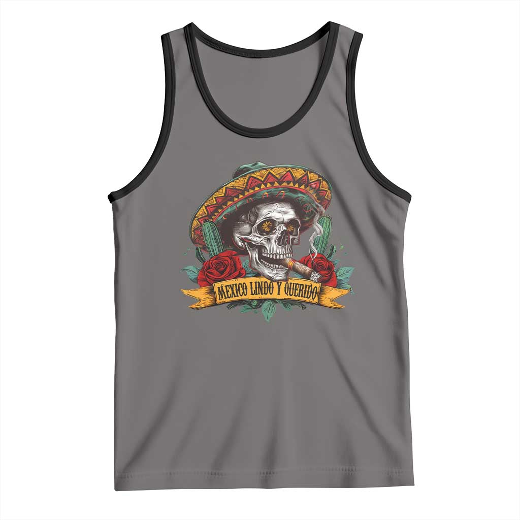 Funny Mexico Lindo Y Querido Tank Top Mexican Pride Vintage Sombrero Hat Skull TS11 Deep Heather Black Print Your Wear