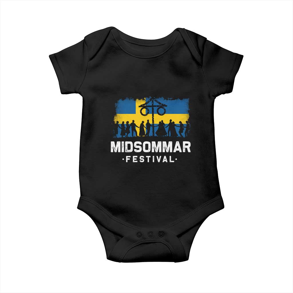 Funny Midsommar Festival Baby Onesie Sweden Summer Festival Maypole TS11 Black Print Your Wear
