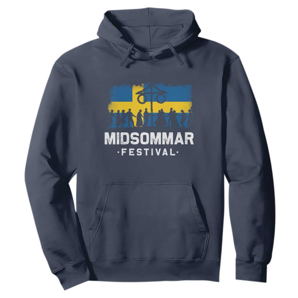 Funny Midsommar Festival Hoodie Sweden Summer Festival Maypole TS11 Navy Print Your Wear
