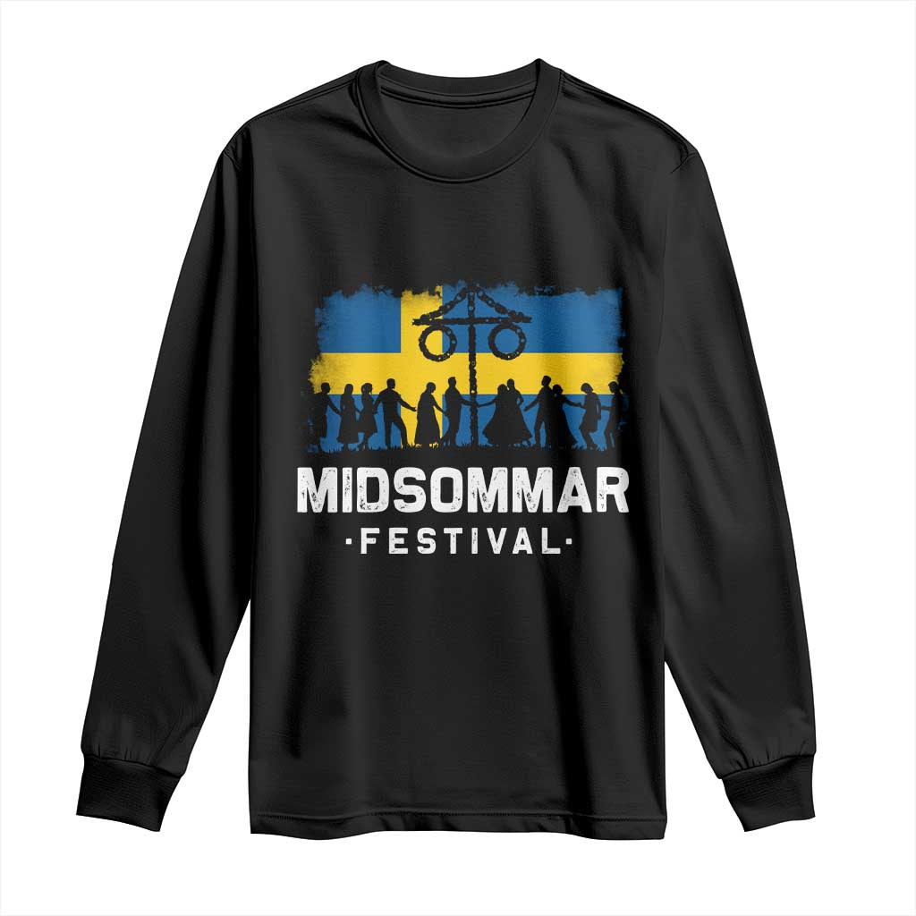 Funny Midsommar Festival Long Sleeve Shirt Sweden Summer Festival Maypole TS11 Black Print Your Wear