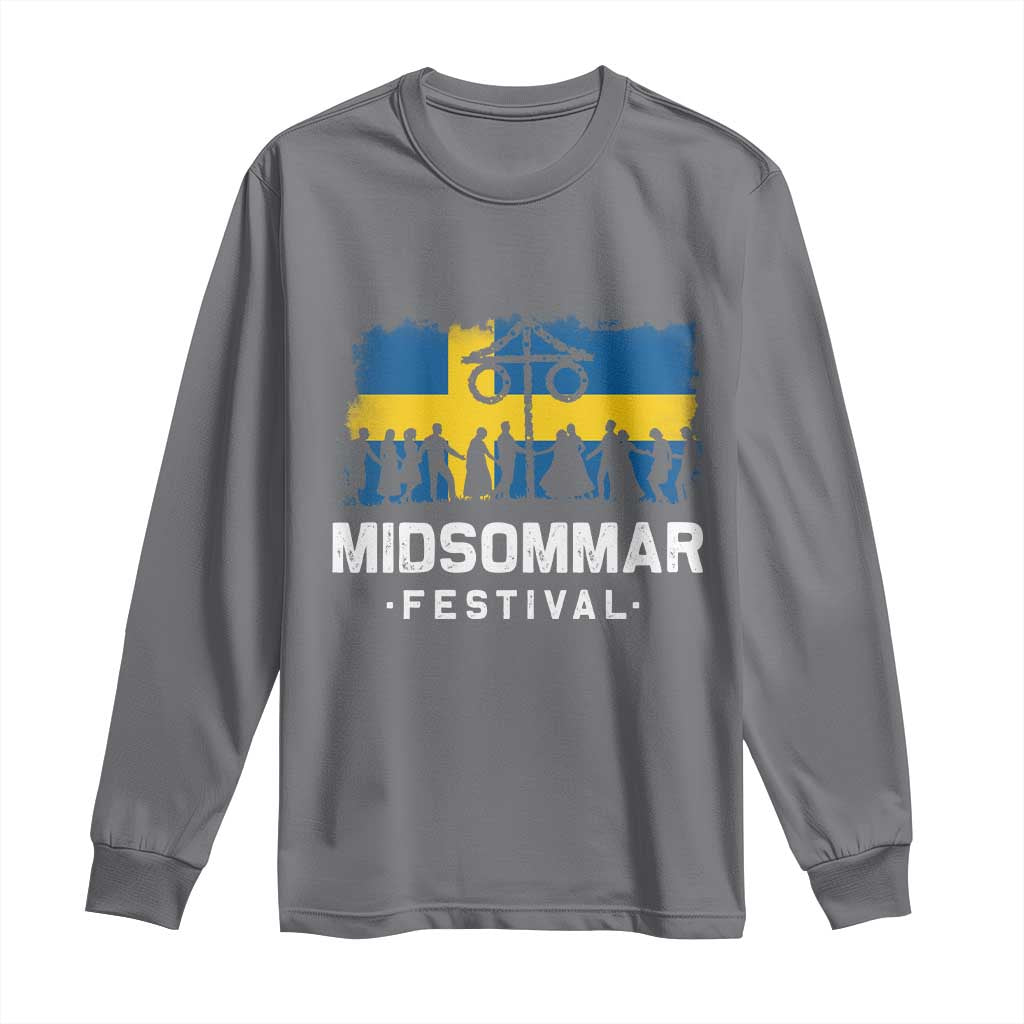 Funny Midsommar Festival Long Sleeve Shirt Sweden Summer Festival Maypole TS11 Charcoal Print Your Wear