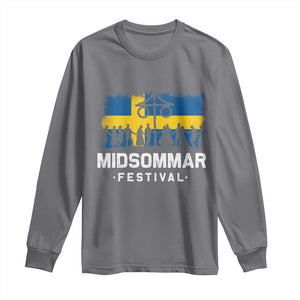 Funny Midsommar Festival Long Sleeve Shirt Sweden Summer Festival Maypole TS11 Charcoal Print Your Wear