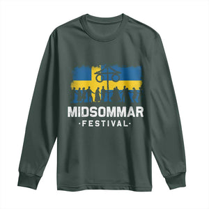 Funny Midsommar Festival Long Sleeve Shirt Sweden Summer Festival Maypole TS11 Dark Forest Green Print Your Wear