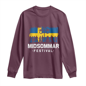 Funny Midsommar Festival Long Sleeve Shirt Sweden Summer Festival Maypole TS11 Maroon Print Your Wear