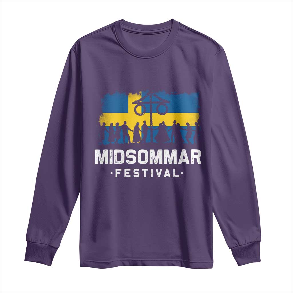 Funny Midsommar Festival Long Sleeve Shirt Sweden Summer Festival Maypole TS11 Purple Print Your Wear