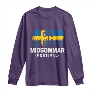 Funny Midsommar Festival Long Sleeve Shirt Sweden Summer Festival Maypole TS11 Purple Print Your Wear