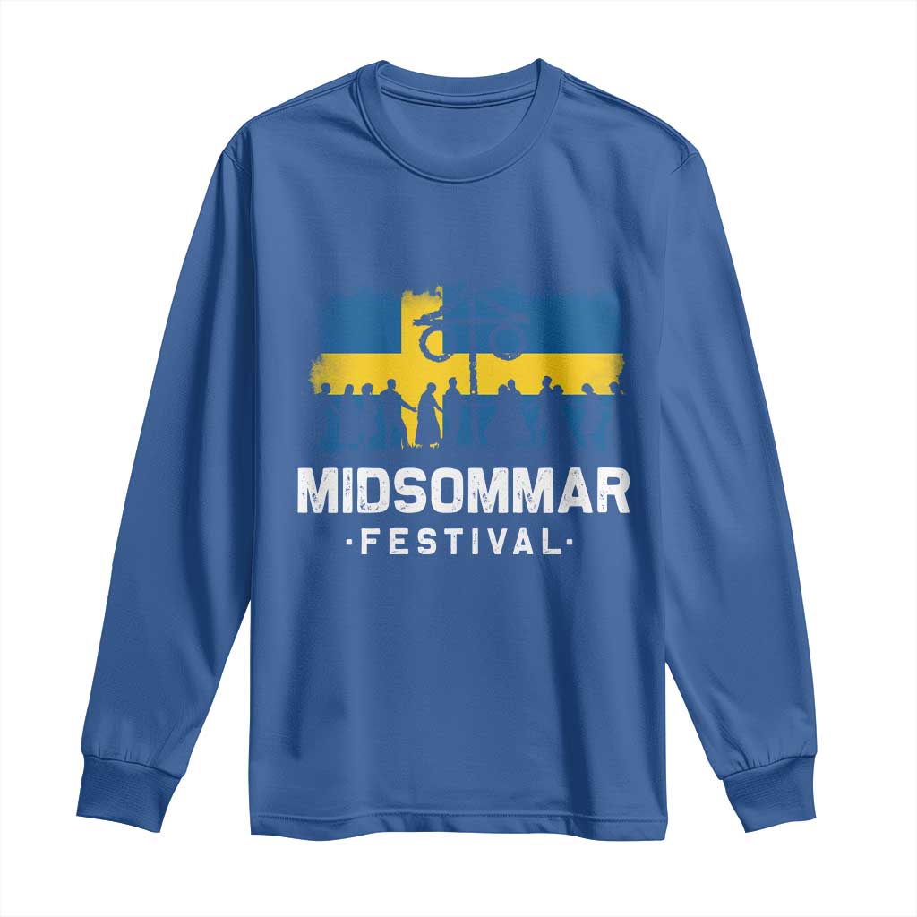 Funny Midsommar Festival Long Sleeve Shirt Sweden Summer Festival Maypole TS11 Royal Blue Print Your Wear