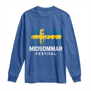 Funny Midsommar Festival Long Sleeve Shirt Sweden Summer Festival Maypole TS11 Royal Blue Print Your Wear