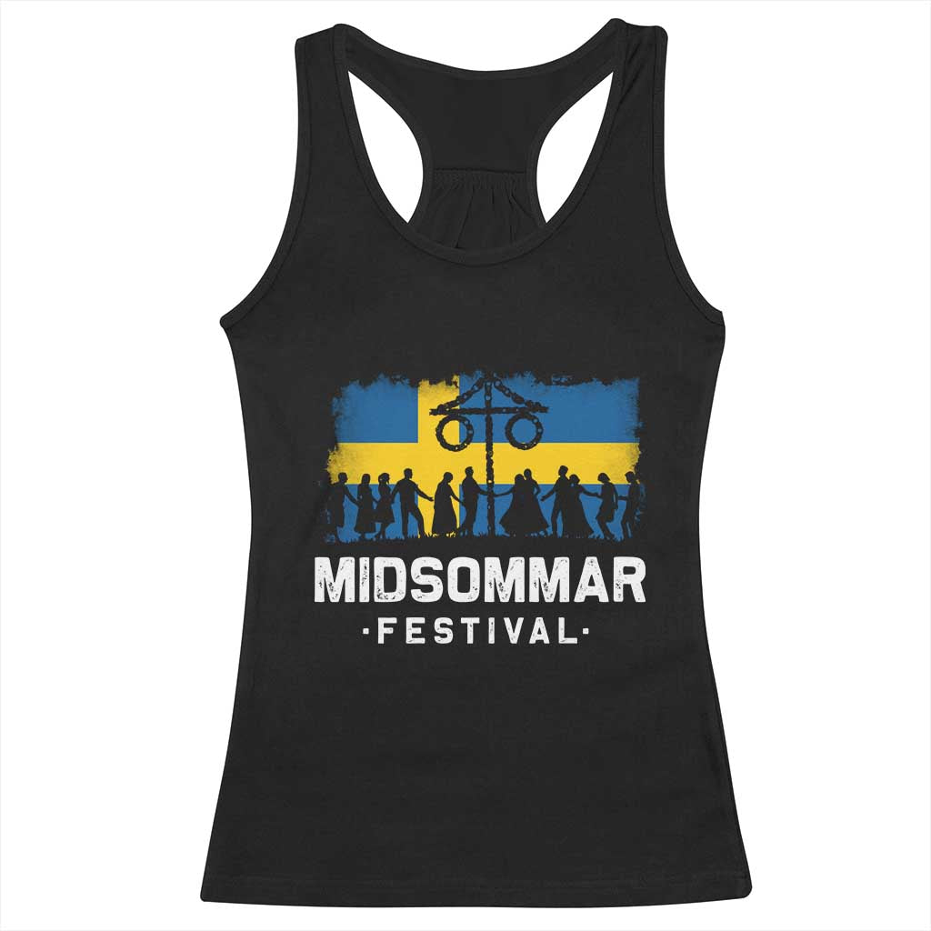 Funny Midsommar Festival Racerback Tank Top Sweden Summer Festival Maypole TS11 Black Print Your Wear