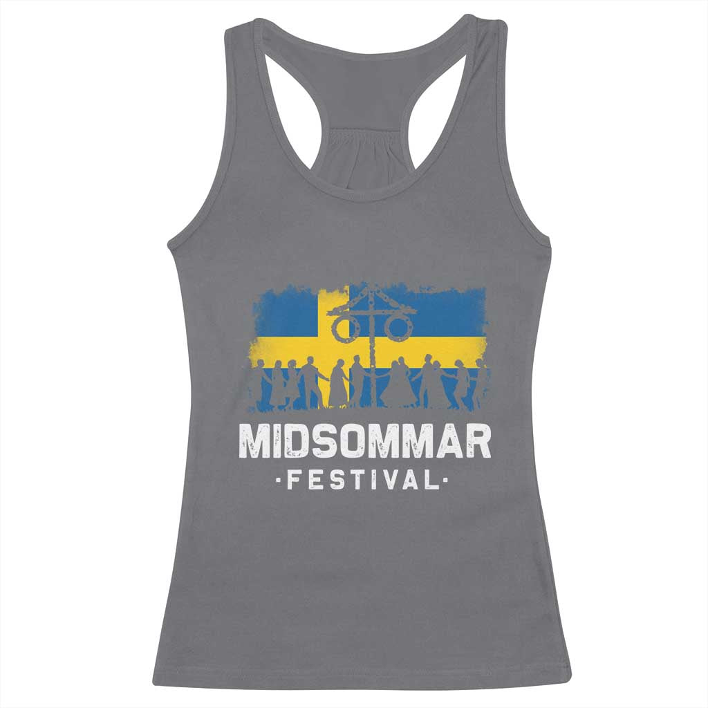Funny Midsommar Festival Racerback Tank Top Sweden Summer Festival Maypole TS11 Charcoal Print Your Wear
