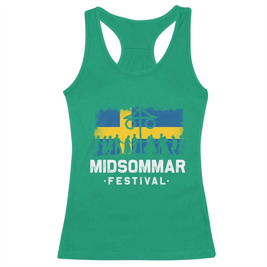 Funny Midsommar Festival Racerback Tank Top Sweden Summer Festival Maypole TS11 Irish Green Print Your Wear
