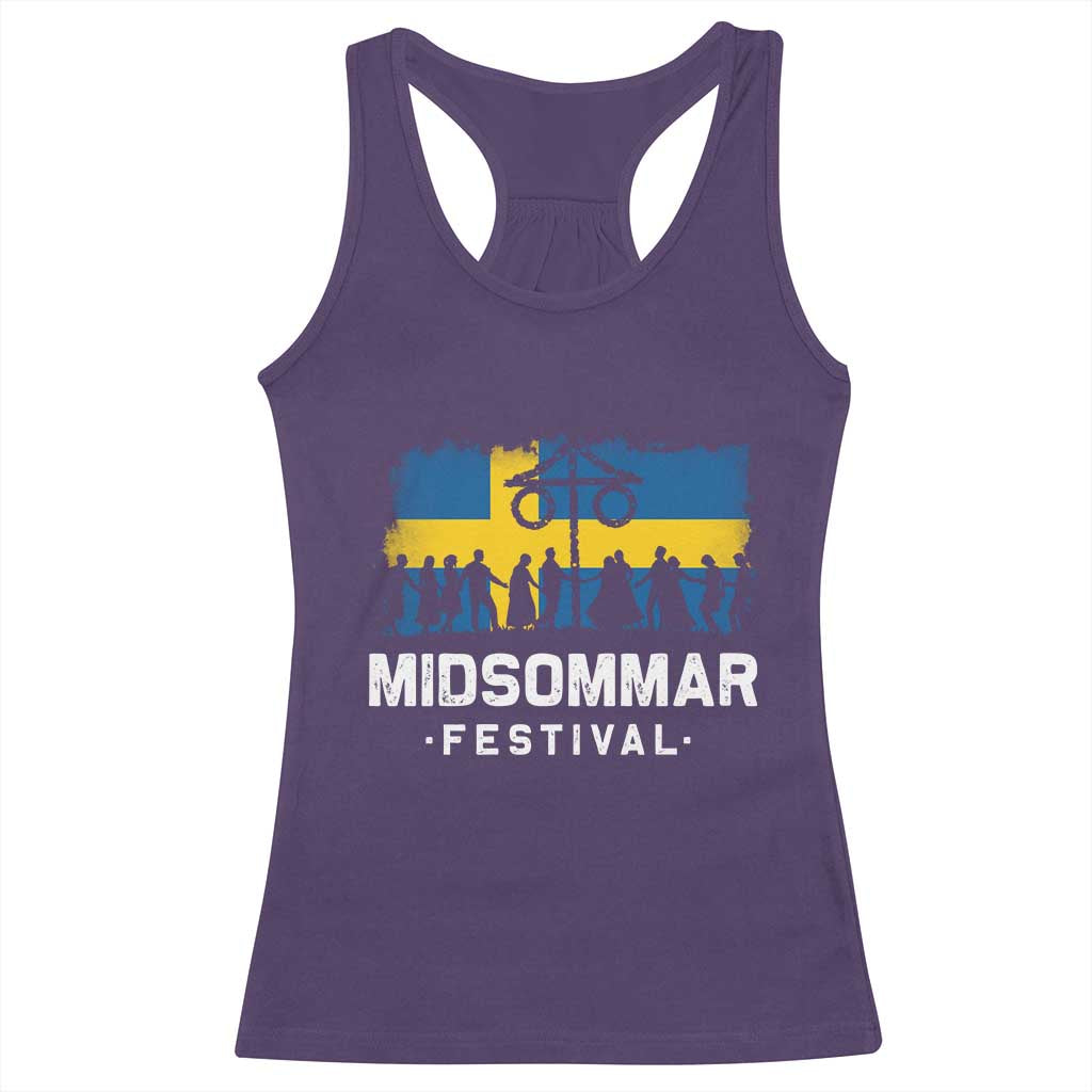 Funny Midsommar Festival Racerback Tank Top Sweden Summer Festival Maypole TS11 Purple Print Your Wear